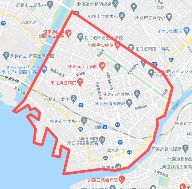 Wolt釧路エリアマップ画像