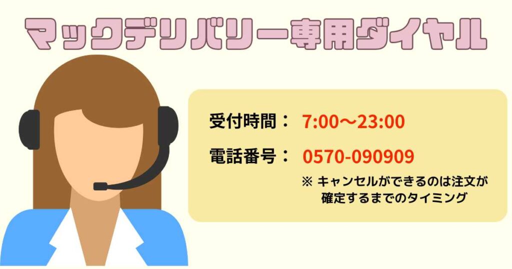 マックデリバリーのキャンセルを電話でする方法