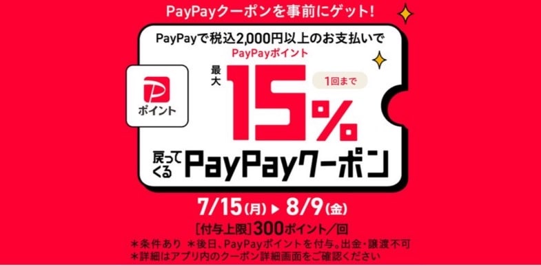 PayPayポイントが最大15％戻ってくる！